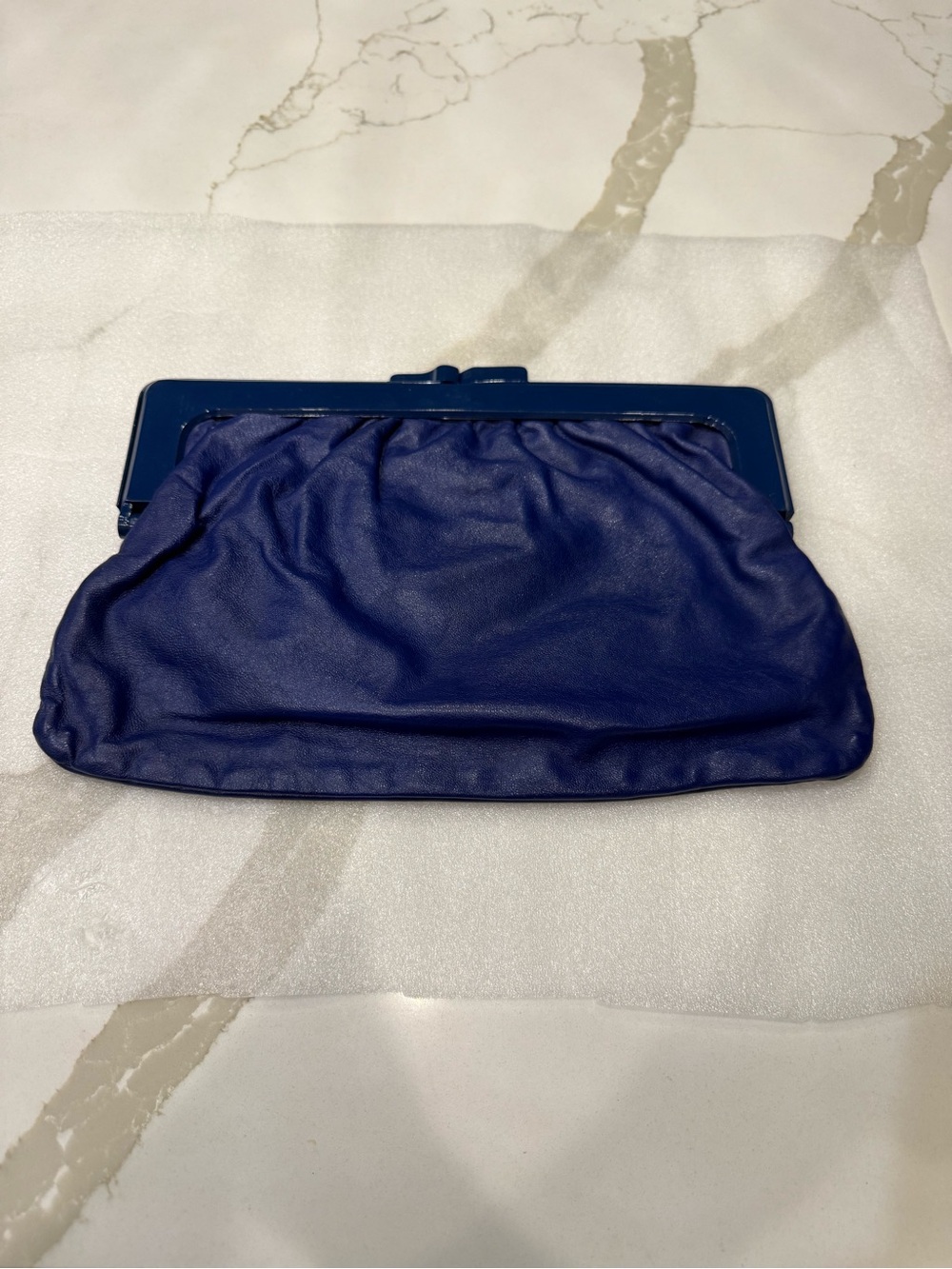80’s Vintage Genuine Leather Made in Italy Blue Women's Clutch Bag